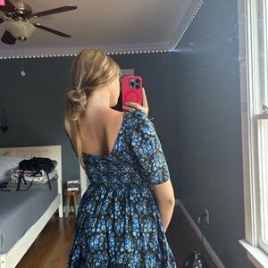 Floral Blue and Black Dress